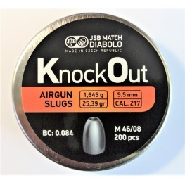 Пульки  JSB KnockOut Slug 5,5 мм ( cal.217) 1,645 гр (200 шт) 